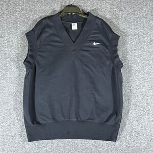 Nike Men's V Neck Sweatshirt Vest Black Large Sleeveless Gym Athletic Athleisure